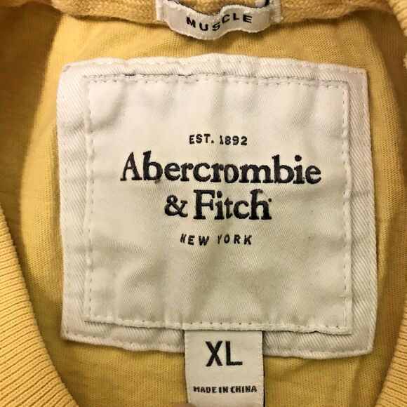 Vtg. Y2K Abercrombie & Fitch 1892 Muscle T-Shirt Men's XL Boxy Sewn Mustard Tee - Picture 5 of 8